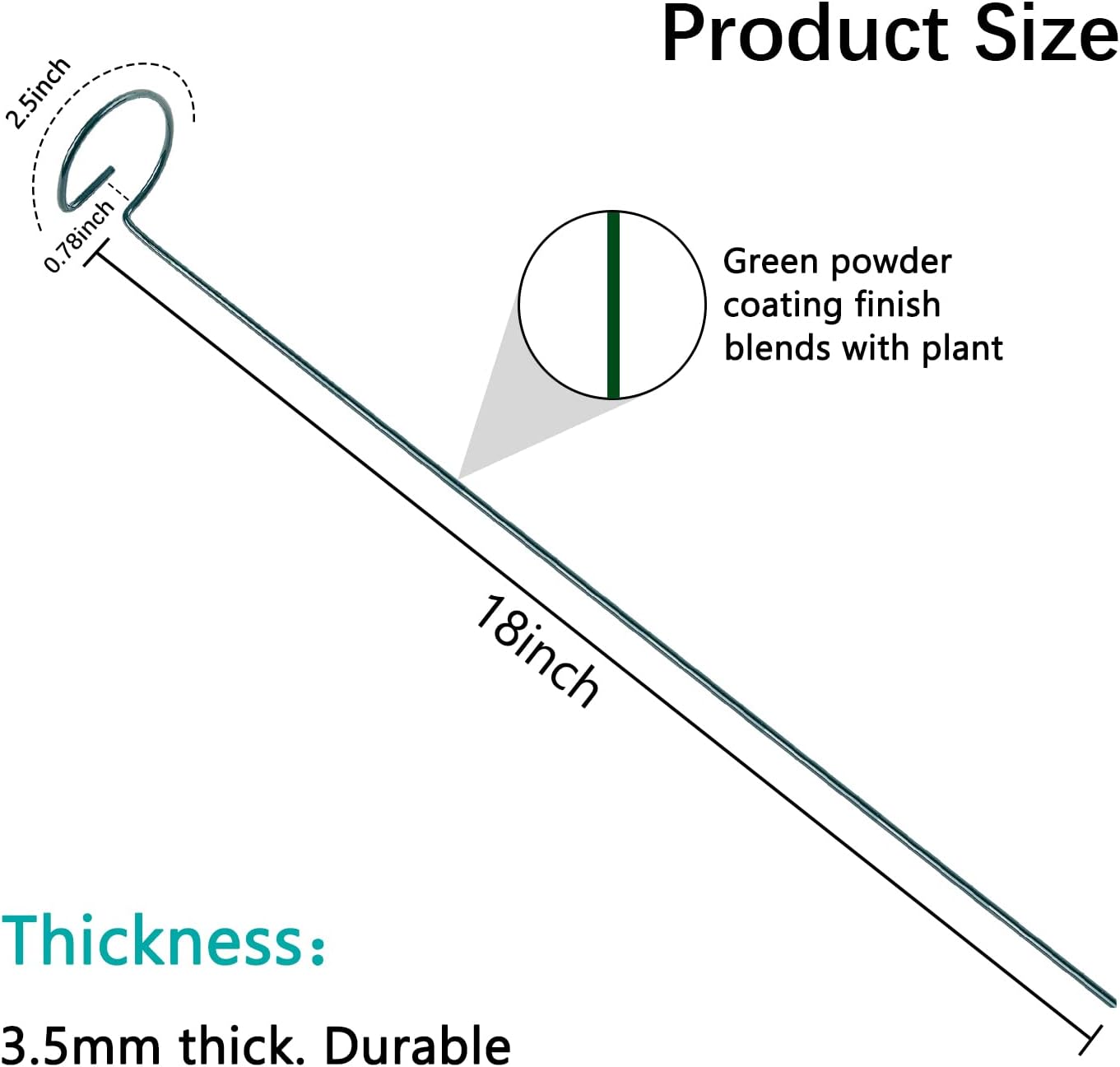 12 Pack 18 Inch Plant Support Stakes, Metal Single stemmed Flower Support Hoops，Garden Plant Stakes Plant Prop for Amaryllis Orchid Lily Rose Peony Tomatoes Gladiolus