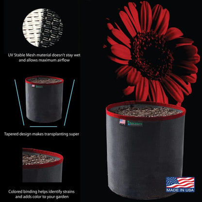 Grow Bag 3 Gallon, Planting Pots - Colorful Plant Grow Bags Pots Gardening Vegetable - Air Pruning Mesh Fabric Plant Container - (Black/Red)
