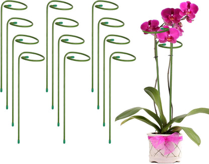 uxcell 12pcs Plant Support Stakes, 10inch Single Stem Stakes Garden Plant Cage Support Rings for Orchid Rose Tomato Peony Flowers
