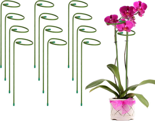 uxcell 12pcs Plant Support Stakes, 10inch Single Stem Stakes Garden Plant Cage Support Rings for Orchid Rose Tomato Peony Flowers