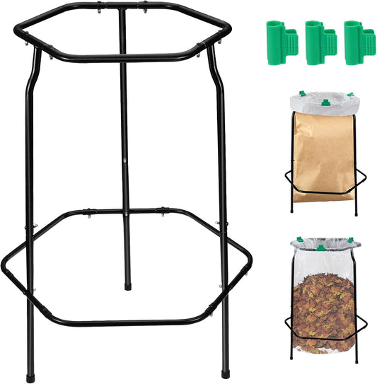 Aobiono Trash Leaf Bag Holder Stand, Garbage Bag Support Frame for 30-55 Gallon Lawn Bags, for Yard