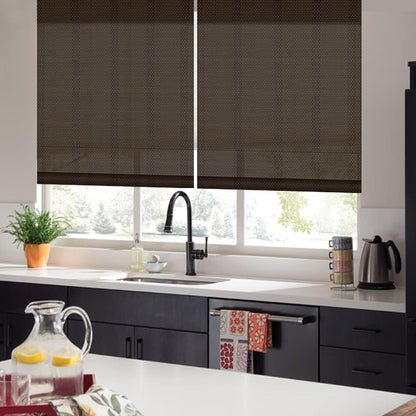 LETAU Cordless Wood Window Roller Shades, Bamboo Light Filtering Window Blinds for Indoor Home, Office, Kitchen, Pattern 13