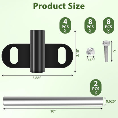Wheelbarrow Axle Bracket Set for 5/8" Axles Wheelbarrows 10" x 0.63" Shaft Heavy-Duty Wheelbarrow Replacement Parts (2 Set)
