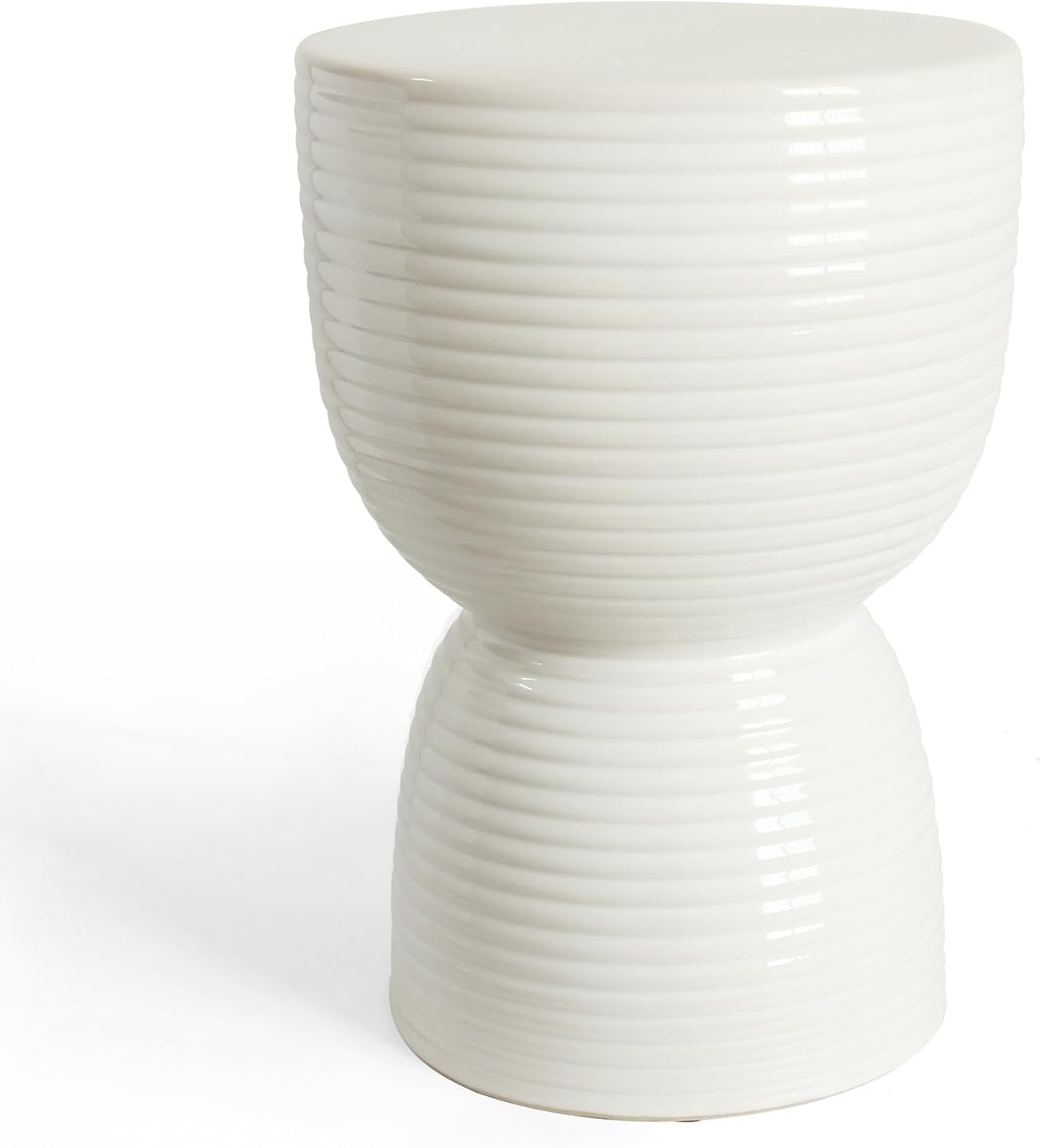 Ceramic Stool Garden Decorative: White Ceramic Stool Drum Shape for Indoor Outdoor Decor - Ceramic Tabouret for Living Room Patio Front Porch (16 inch)