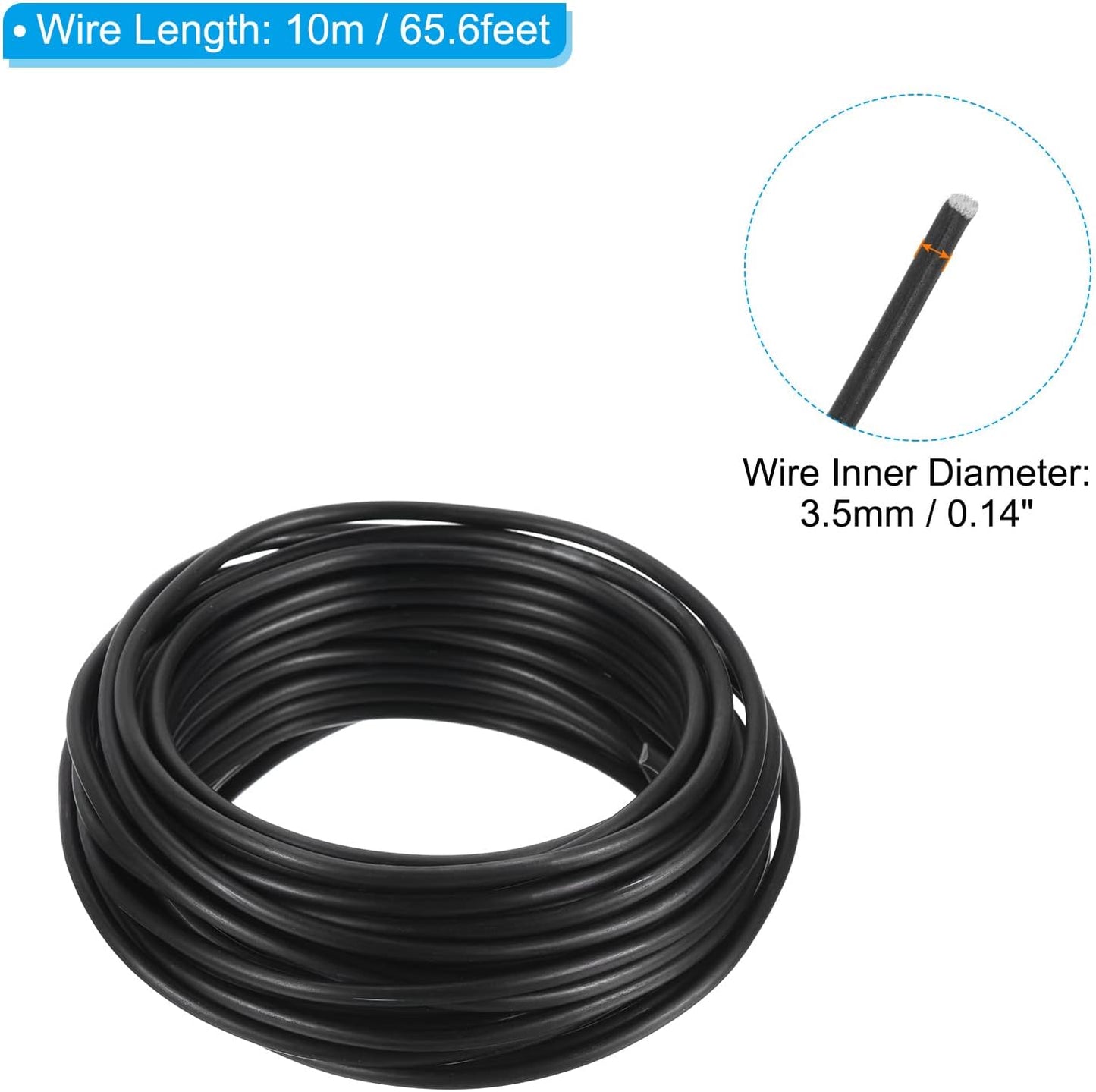 PATIKIL 3.5mm Bonsai Training Wire, Floral Wire Stems Anodized Aluminum Tree Wire 32.8 Feet Total for Gardening Branch Fixing, Black