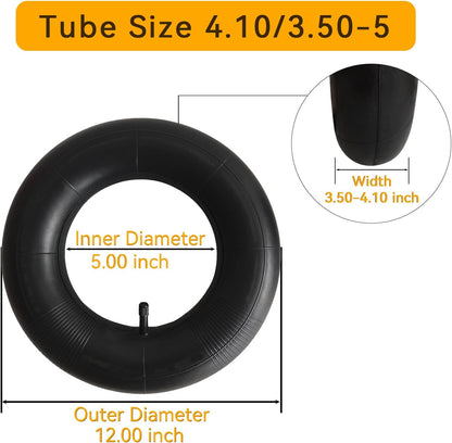 2-Pcs 4.10/3.50-5 Tube 11x4.00-5 4.10-5 3.50-5 Inner Tube for Wheelbarrows, Lawn Mowers, Hand Trucks and More