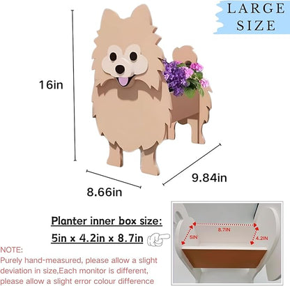 Brown Pomeranian Dog Planter Plant Pots,Cute Garden Dog Flower Planter,Large Dog Planters Birthday Gifts for Women,Office,Indoor/Outdoor Decor(9.84 * 8.66 * 16in)