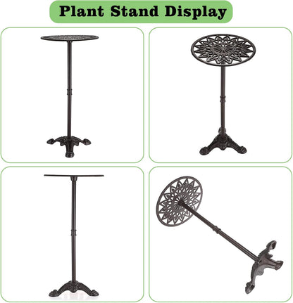 OwnMy Cast Iron Tall Plant Stand Heavy Duty Vintage Flower Pot Holder Stand, Decorative Round Potted Plant Holder Rack, Indoor Outdoor Metal Plant Holder Wrought Iron Large Plant Stand for Home Garden