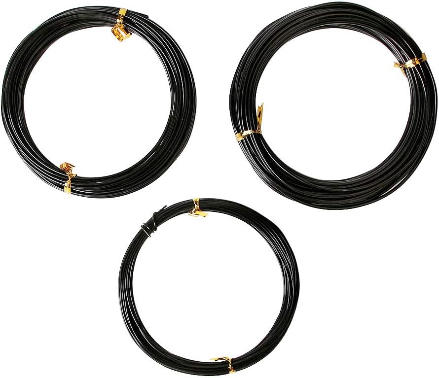 Quality Black Long Lasting Bonsai Training Wire Set of 3 Sizes - 1.0mm, 1.5mm, 2.0mm (32 Feet Each Size)