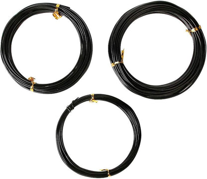 Quality Black Long Lasting Bonsai Training Wire Set of 3 Sizes - 1.0mm, 1.5mm, 2.0mm (32 Feet Each Size)