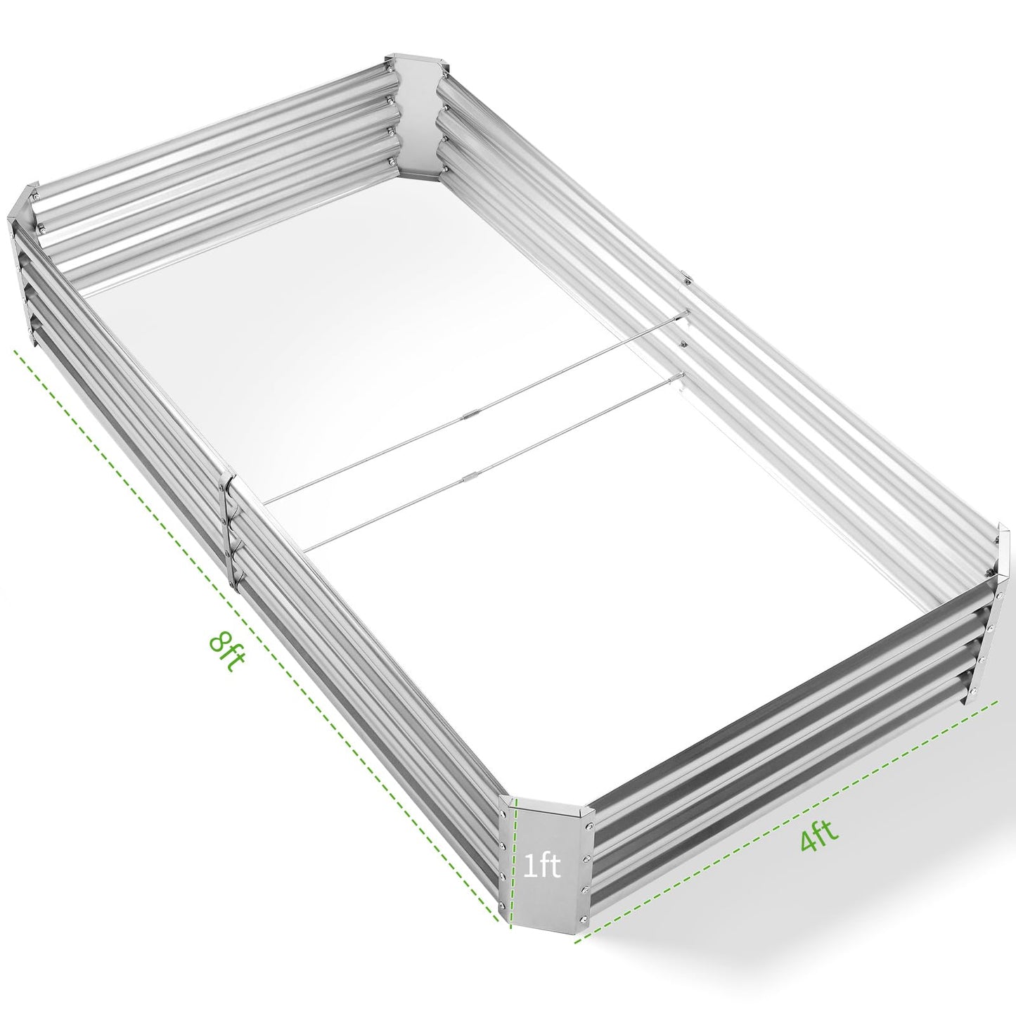 Land Guard 3 Pack 8×4×1ft Galvanized Metal Raised Garden Bed, Metal Planter Kit Box Outdoor for