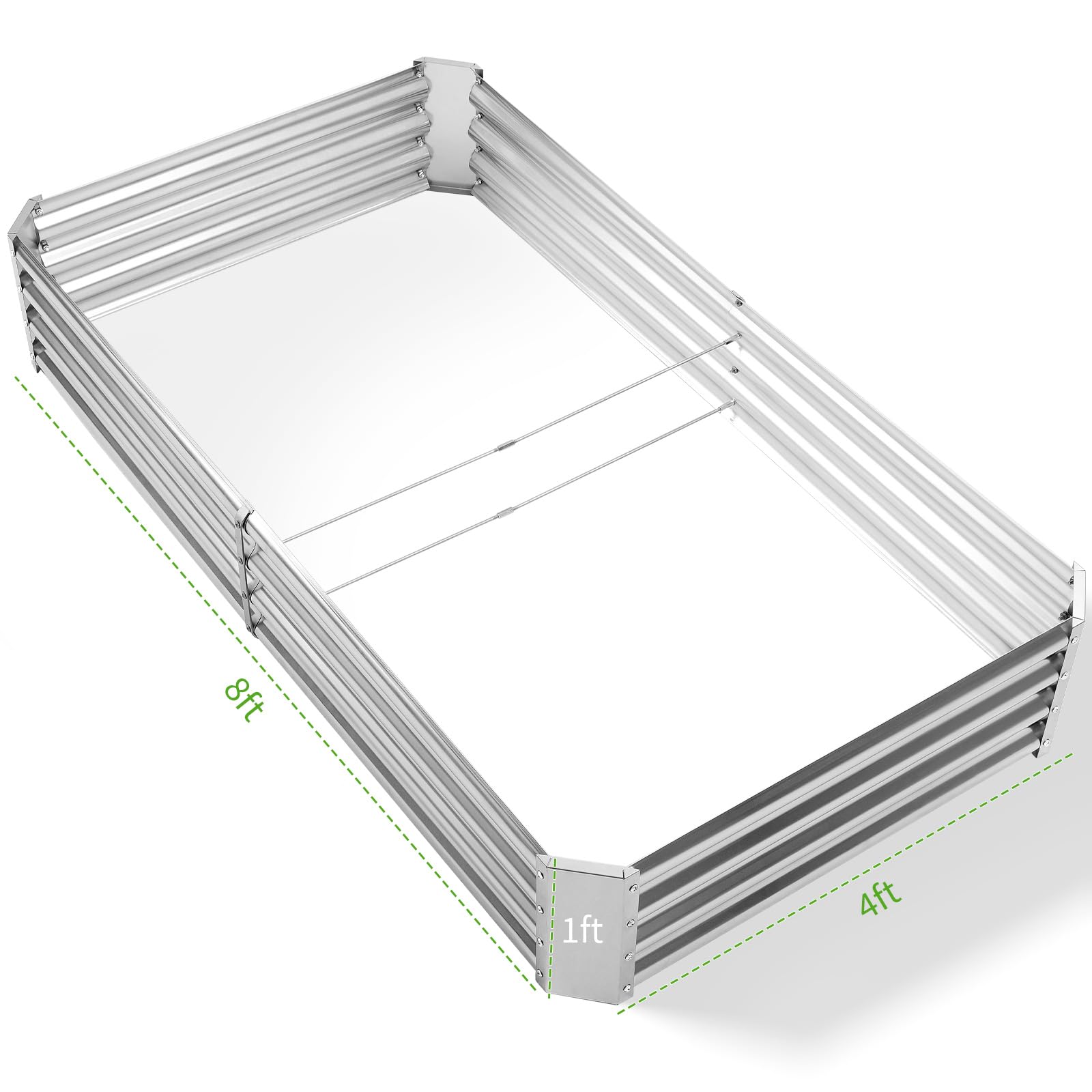 Land Guard 3 Pack 8×4×1ft Galvanized Metal Raised Garden Bed, Metal Planter Kit Box Outdoor for