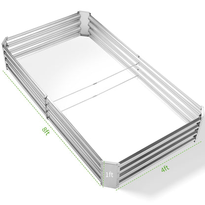 Land Guard 3 Pack 8×4×1ft Galvanized Metal Raised Garden Bed, Metal Planter Kit Box Outdoor for