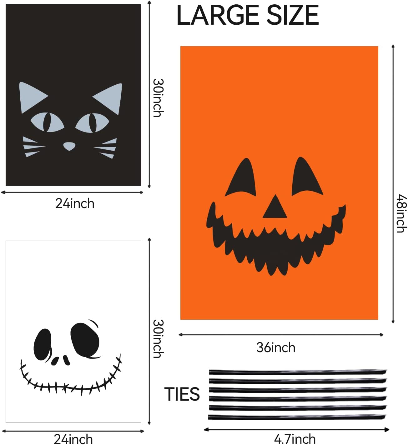Labeol Halloween Pumpkin Leaf Bags 6Pcs Halloween Decorations Outdoor Lawn Bags with Ties Goodie Trash Yard Waste Fall Garden Decor