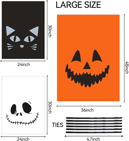 Labeol Halloween Pumpkin Leaf Bags 6Pcs Halloween Decorations Outdoor Lawn Bags with Ties Goodie Trash Yard Waste Fall Garden Decor