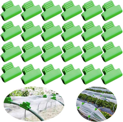 24pcs Greenhouse Clamps Hoops for 10-12mm PVC Pipe Tubes, Greenhouse Film Clamps Shading Net Rod Clip Garden Hoops for Row Cover, Greenhouse Plastic Sheeting Support, Green (11mm)