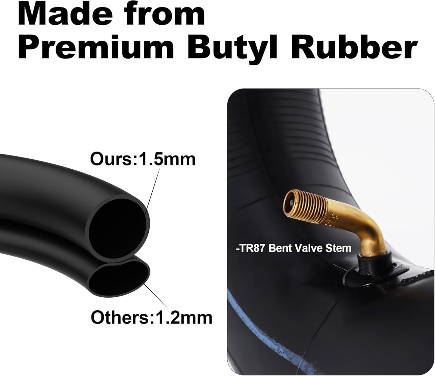 RUTU 4.00-6 Tube 4.10/3.50-6 Heavy Duty Inner Tube with TR87 Bent Valve Stem Replacement for Go Kart Wheelbarrow ATV Lawn Mower Hand Truck Snow Blowers Gorilla Cart 2 Pack