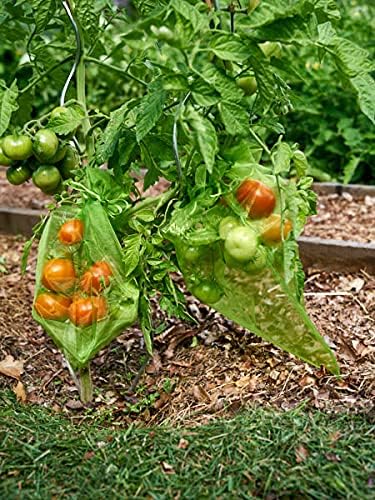 50PCS Fruit Protection Bags,11x8'' Green Netting Bags for Fruit Trees, Garden Fruit Cover Mesh Bags with Drawstring for Plant Fruit Flower and Vegetables