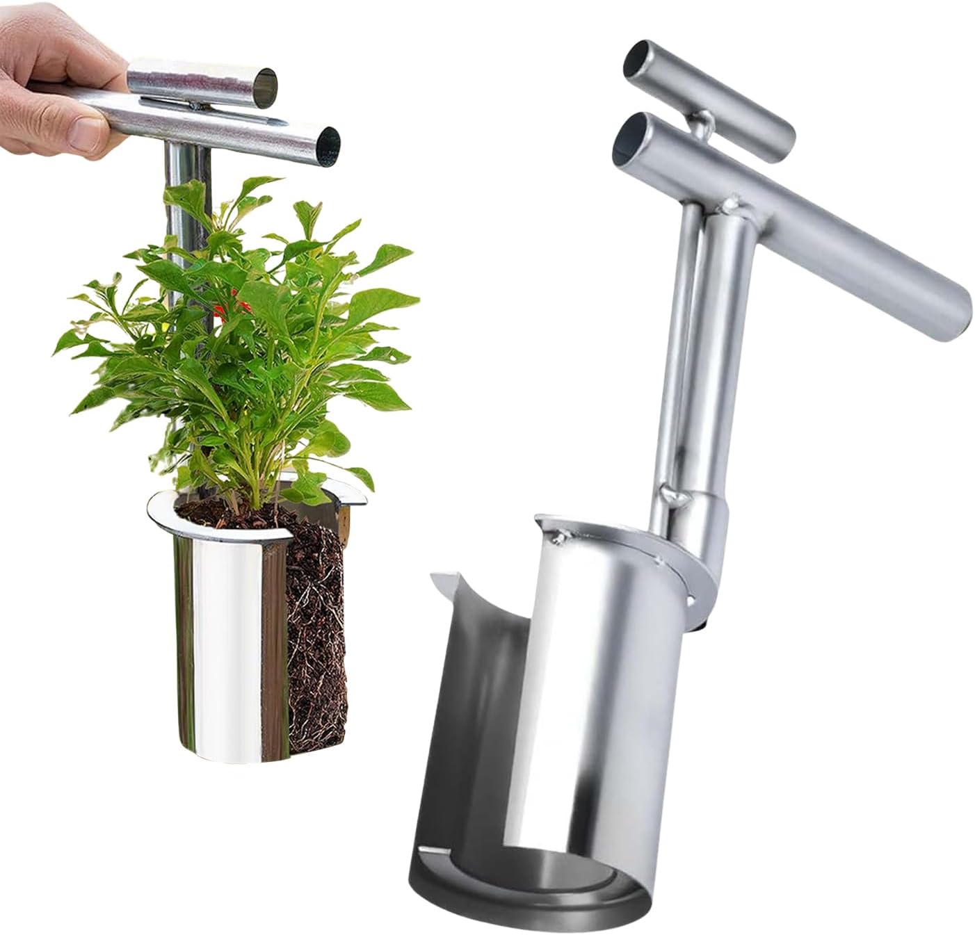 Bulb Planter Tool Garden Transplanter Tool for Digging, Lawn and Garden Tool Plant and Fruit Tree Seedling Transplanter Seed Planting Tools Hole Bulb Digger Tool Hole Maker for Planting