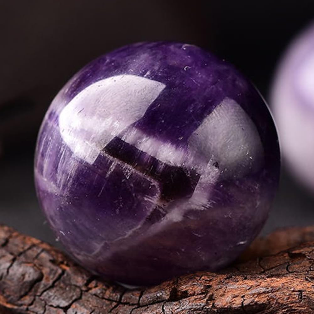 6-7CM/2.36-2.76inch Natural Crystal Ball Amethyst Sphere Hand Polished Decorative Sphere Healing Crystals Ball Healing Stone Crafts Fengshui Home Decoration Collect Gifts(Amethyst, 60-70mm)