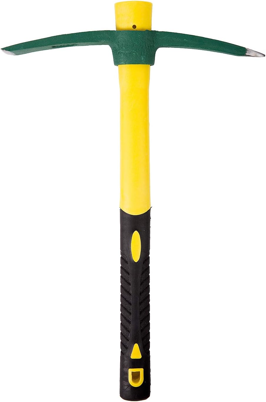 KINJOEK 15 Inch Pick Mattock Hoe, 1.4Lbs Forged Weeding Garden Pick Axe Pickaxe with Fiberglass Handle for Digging Loosening Soil, Gardening, Camping or Prospecting