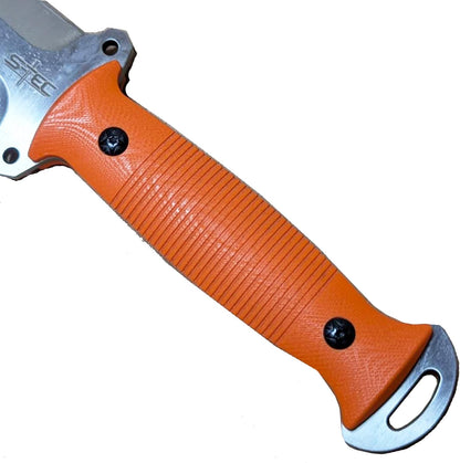 NLX Premier 12" Full Tang Stainless Steel Machete with G10 Handle & Durable PVC Kydex Sheath. for Collection, Gift and Camping Purpose (Orang)