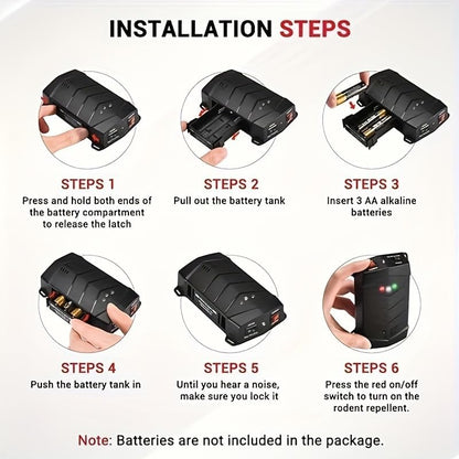 Ultrasonic Rodent Repellent for Car Engine, 2 Pack Mouse Repellent – Battery Powered Under Hood Mouse Repeller with Upgraded Flashing Strobe Light, Keep Mice Out of Car, RV, Garage, Room