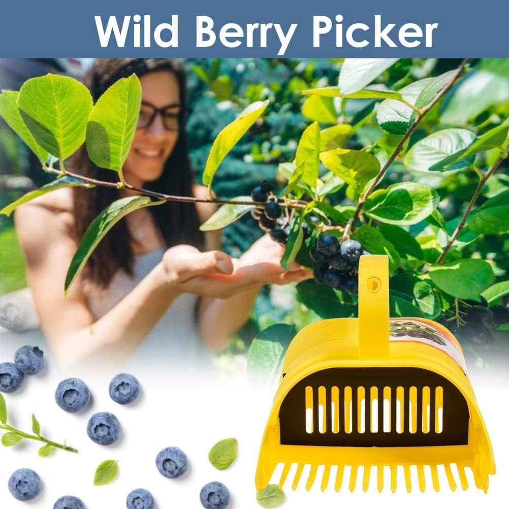 Blueberry Picker, Plastic Blueberry Picker Scoop Blue Berry Picking Rake for Cranberries Blueberries lingonberries Strawberries Blackberries Currants (Yellow 22 * 14 * 17cm)
