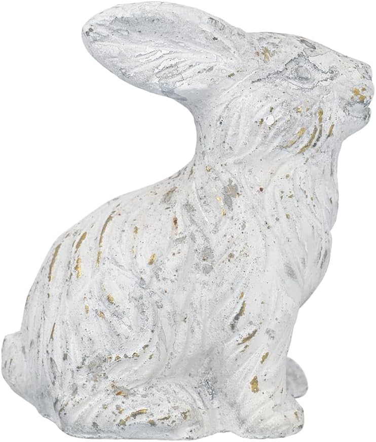 All Chic Bunny Decor Garden Statue White Rabbit Cement Rabbit Statue for Home Garden Indoor Outdoor Statues for Yard,Front Yard Decor,Easter Rabbit Figurines（White）