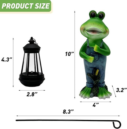 Solar Lantern Garden Statues Decor, Outdoor Frog Figurine Lights for Yard Patio Decoration - Unique Christmas Housewarming Gift for Grandma Wowen Mom