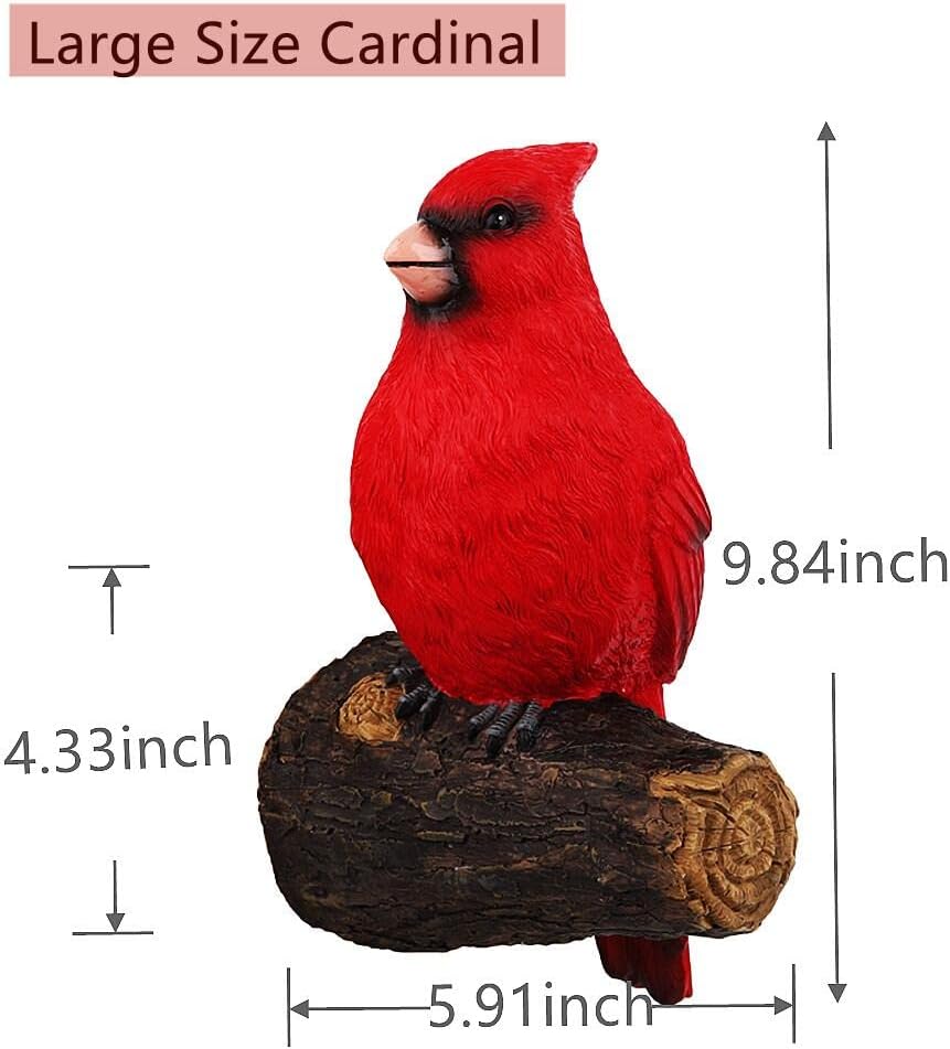 Tree Hugger Cardinal, Large Red Bird Garden Statue, Resin Figurine Hanging Tree Face Sculpture Yard Ornament