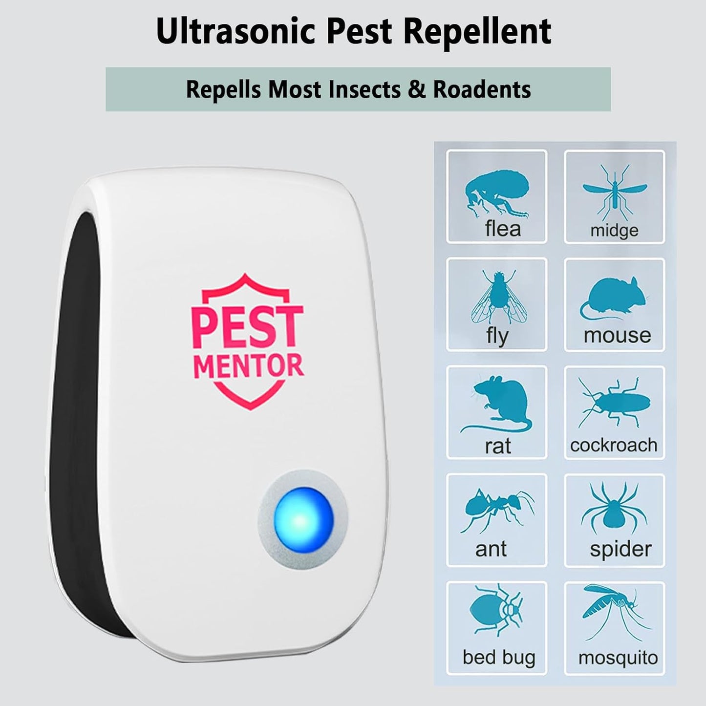 Ultrasonic Pest Control Repeller 10Pack, Indoor Repellent for Mouse, Roach, Ant, Rodent, Bugs, Mosquito, Spider Repellent for House Garage Warehouse Kitchen