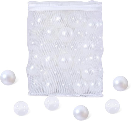 Ball Pit Balls for Kids, Plastic Refill 2.2 Inch Balls, 100 Pack, Bright Colors, Phthalate and BPA Free, Includes a Reusable Storage Bag with Zipper