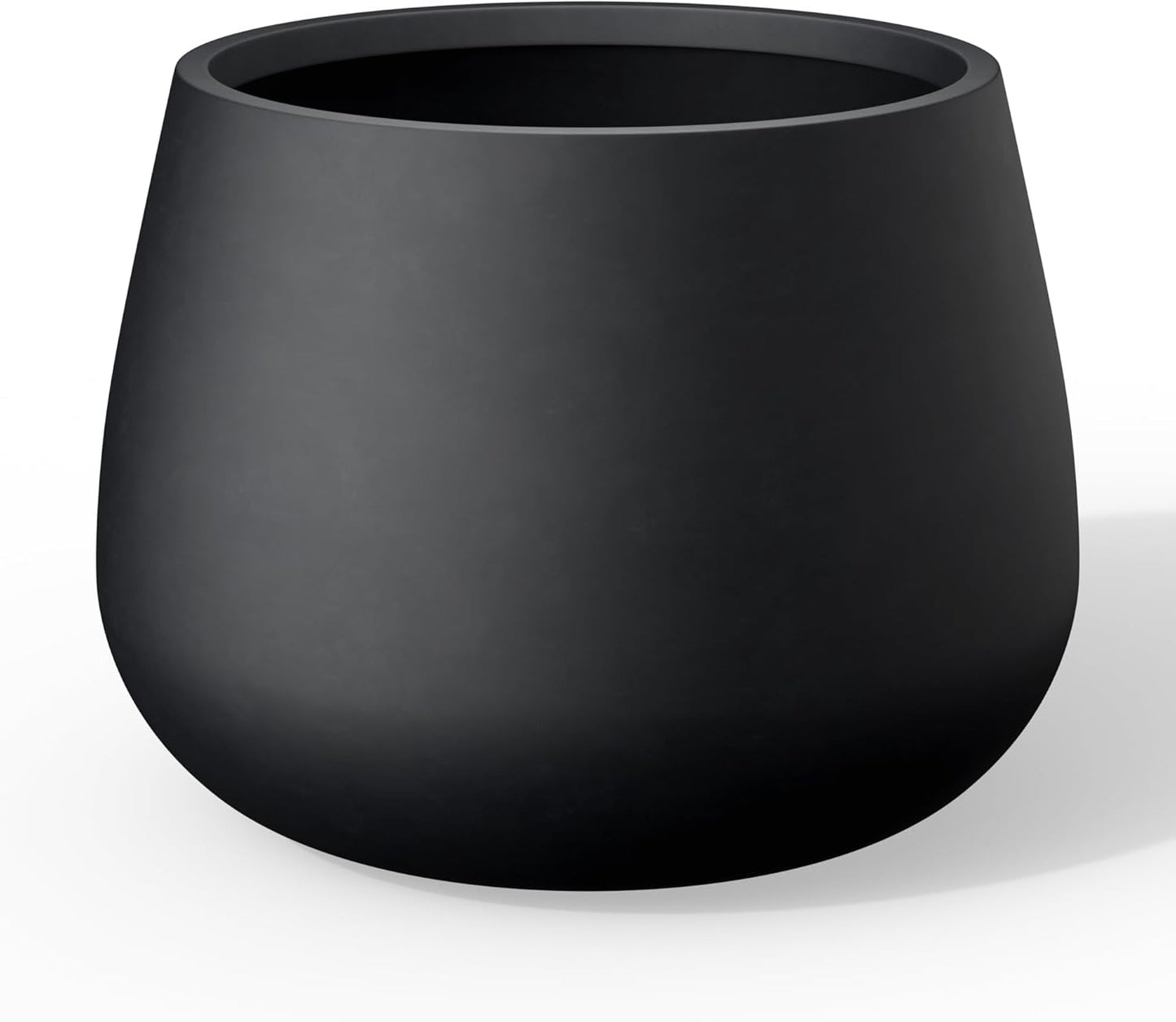 Kante Curva Series Planter, 21.3 Inch Round Concrete Plant Pot with Draiange Hole and Rubber Plug, Suitable for Indoor Plants, Home, Garden, Patio, Black