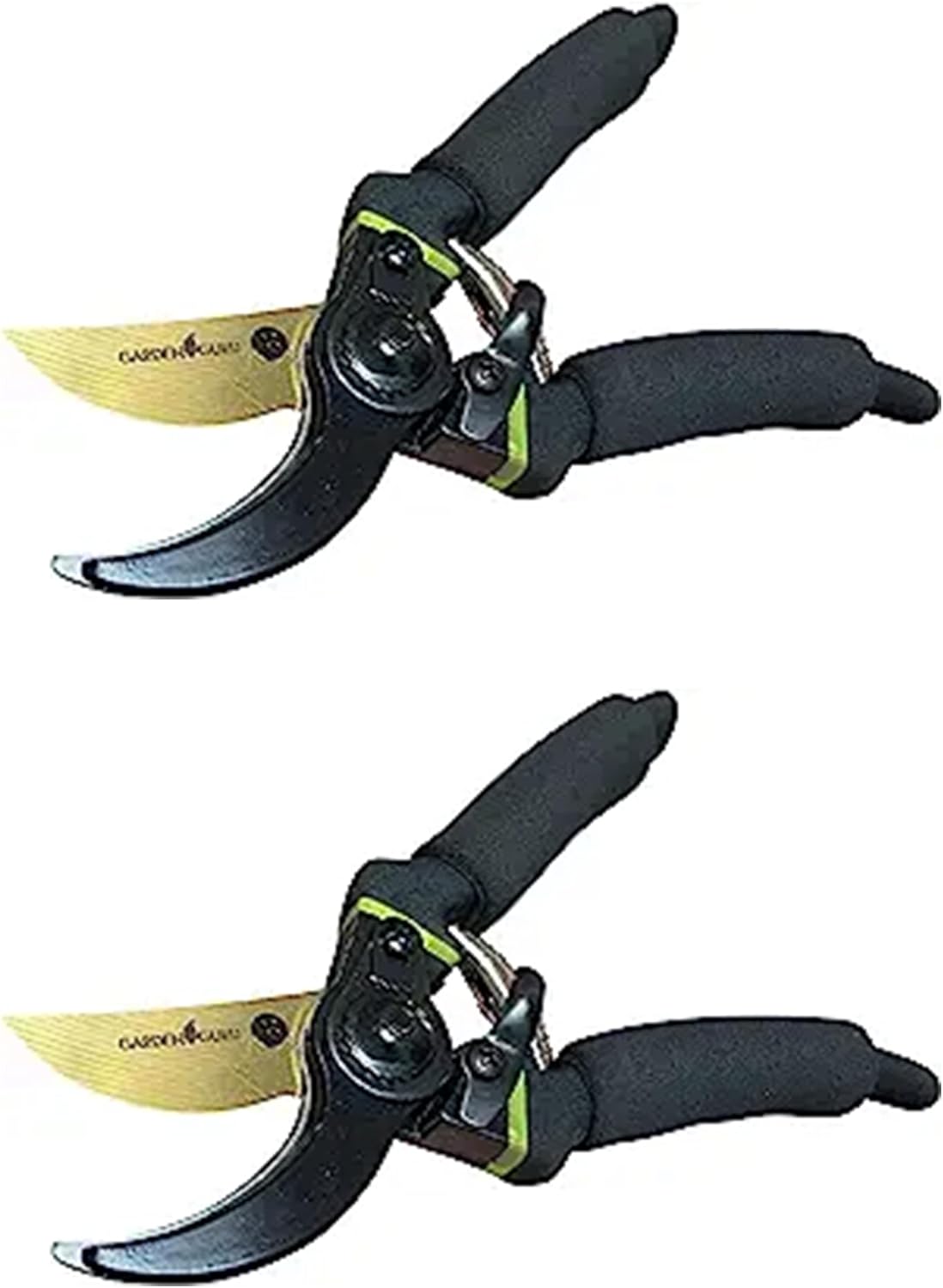 Garden Guru Soft Grip Garden Pruning Shears Scissors Clippers Hardened Titanium Blades Comfort Grips Heavy Duty Bypass Hand Pruners Branch Cutters for Gardening Trimming Bushes Flowers Plants (2 Pack)