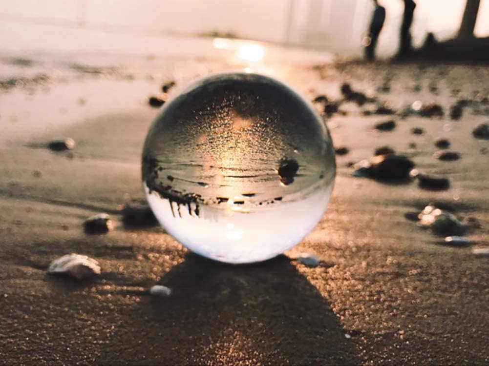 Crystal Ball Glass Globe Decor - Crystal Sphere with Stand & Gift Box, Clear Decorative Crystal Globe, 3D Crystal Ball for Home Decor Photography, Gazing Divination Fengshui Meditation, 3 inch/80mm