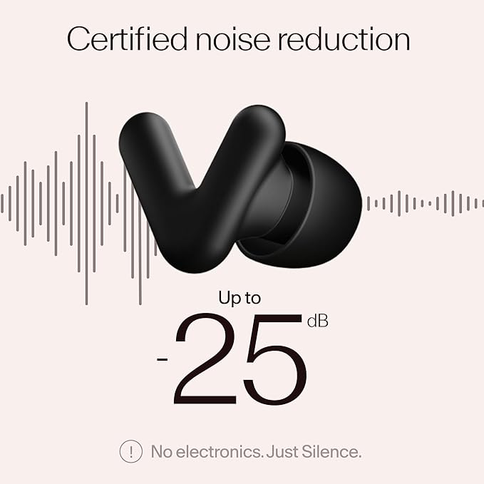 Alpine Silence Earplugs for Sleep, Focus & Travel - V-Shape Snug Fit & Soft Oval Tips – 4 Sizes