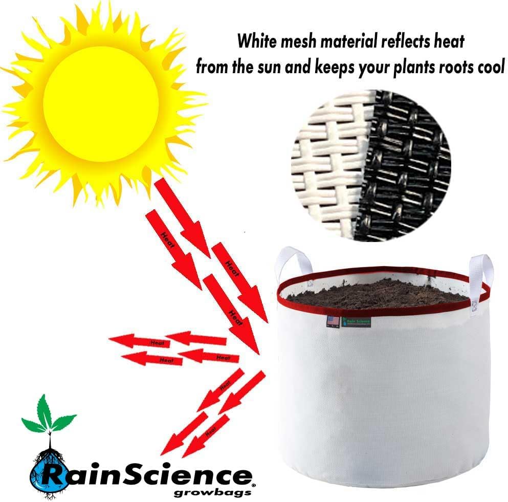 Grow Bag 25 Gallon, Planting Pots - Colorful Plant Grow Bags Pots Gardening Vegetable - Air Pruning Mesh Fabric Plant Container - (White/Red)