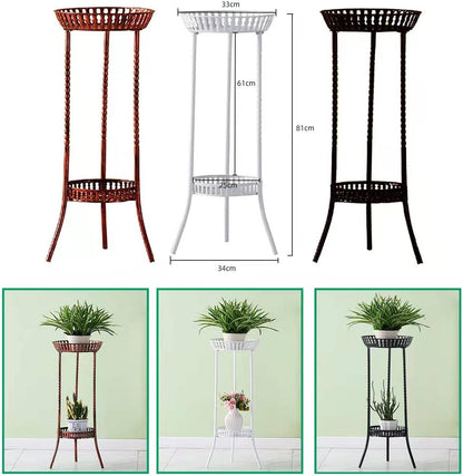 YANMENG Metal Iron Tall Plant Stand Indoor Outdoor, Sturdy Planter Stand, Corner Display Shelf, Weight Capacity 50 lbs(32in, White)