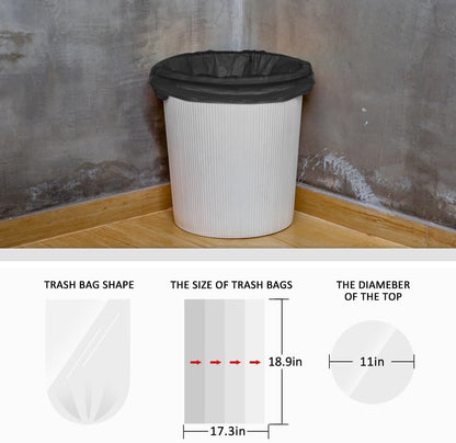 Teivio 3 Gallon 300 Counts Strong Trash Bags Garbage Bags, Bathroom Trash Can Bin Liners, Small Plastic Bags for Home Office Kitchen Kitchen (Black)