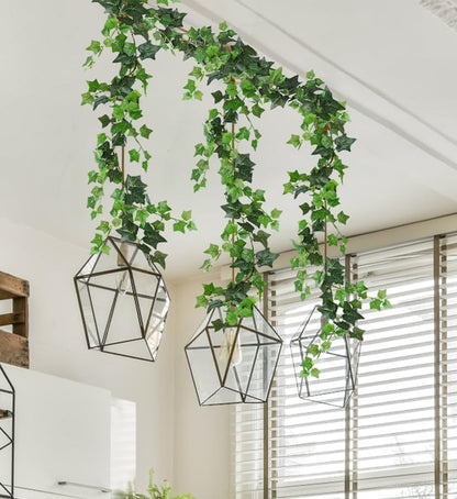 RECUTMS 4Pcs Artificial Ivy Garland Hanging Vine Leaves Fake Silk Greenery Plants for Boho Decor Home Wall Party Wedding Bedroom Decoration UV Resistant 74.8in