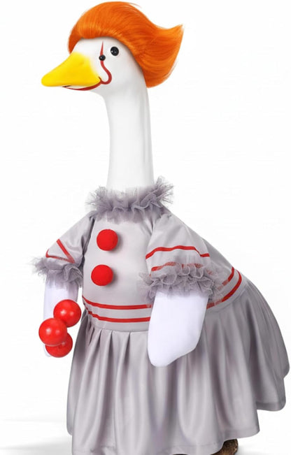Talltalk Halloween Clown Goose Outfit Clothes for 23" High Cement or Plastic Goose Lawn Clothing Porch Garden Costume for Porch Yard Lawn Patio Outdoor Statue Art