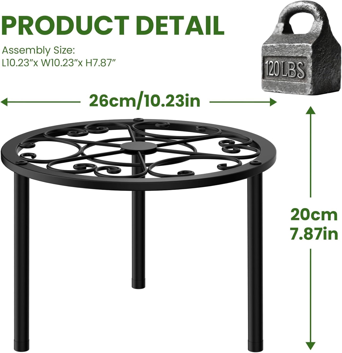 TOSKING Heavy Duty Metal Plant Stands - 10-inch Decorative Round Plant Stand, Adjustable Leveling Feet & Rust-Resistant Finish for Indoor/Outdoor Use