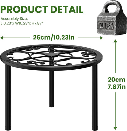 TOSKING Heavy Duty Metal Plant Stands - 10-inch Decorative Round Plant Stand, Adjustable Leveling Feet & Rust-Resistant Finish for Indoor/Outdoor Use
