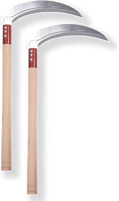 1pce 410mm/16.14in Carbon Steel Billhook Brush Clearing Sickle for Grass,Weeding Tools for Garden,Curved Sawtooth Sickle,Machete Axe for Cutting Trees,Steel Blade Knife in Hand