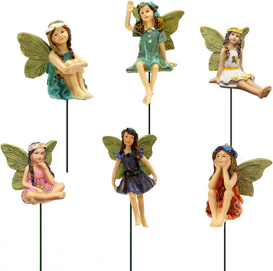 Fairy Garden Accessories Outdoor Indoor, 6pcs Miniature Fairies Figurines for Pot Plants and Mini