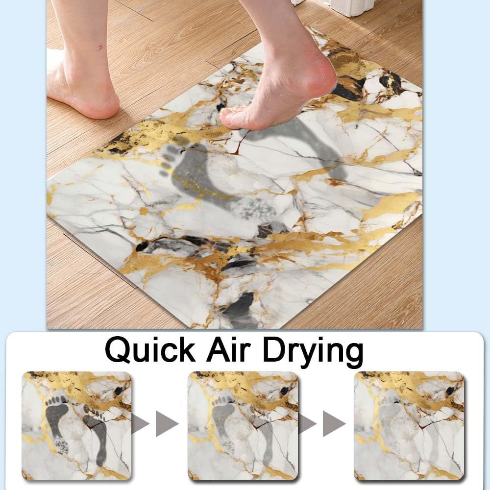 Bath Mat-Bathroom Rug，Abstract Marble Gold-Absorbent Non Slip Quick Dry Stain Resistant Easy to Clean Care Shower Rug for Bathtub Shower Room 17×27.5Inch (43 * 70cm)