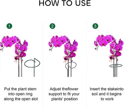 GROWNEER 24 Packs 24 Inches Plant Support Stakes, with 15 Pcs Plant Labels, Garden Single Stem Flower Support Stake, Plant Cage Support Rings for Flowers Amaryllis Orchid Peony Lily Rose