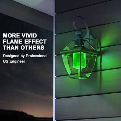 Hompavo 【Upgraded LED Flame Light Bulbs, Green Flickering Light Bulbs with Upside Down Effect, E26 Flame Bulb for Home Halloween St. Patrick's Day Christmas Decorations Indoor & Outdoor, 4 Pack