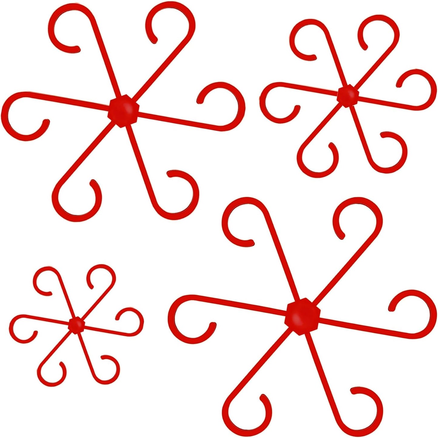4PCS Plant Stem Support, 4 Sizes Climbing Houseplant Stem Holders, Plastic Reusable Flower Trellis Stem Hook Plant Care Growth Accessories for Flower Plants Indoor Outdoor- Red